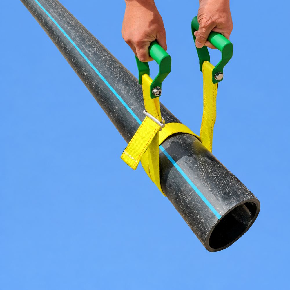 Dos mangos Rollerbelt® sujetando un tubo